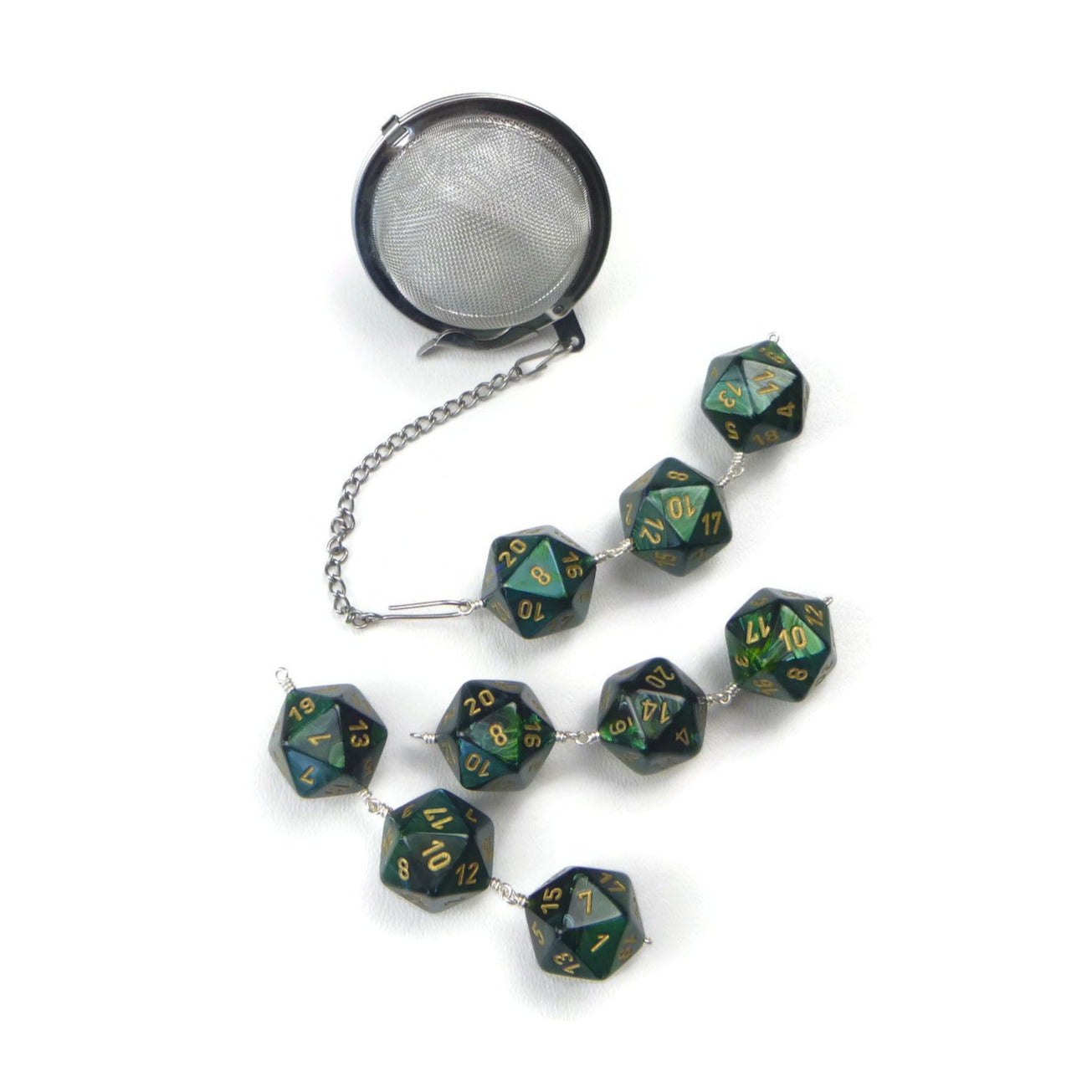 Tea Infuser with Jewel Green Dice Trio