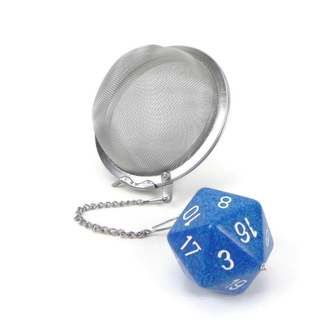 3 Inch Tea Infuser Ball with Large d20 - Water Blue