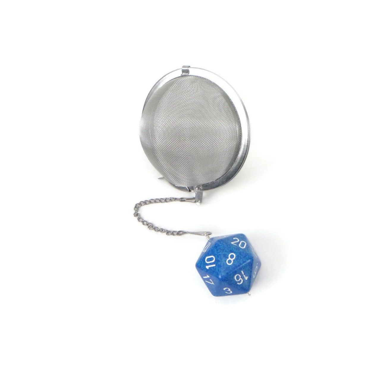 3 Inch Tea Infuser Ball with Large d20 - Water Blue