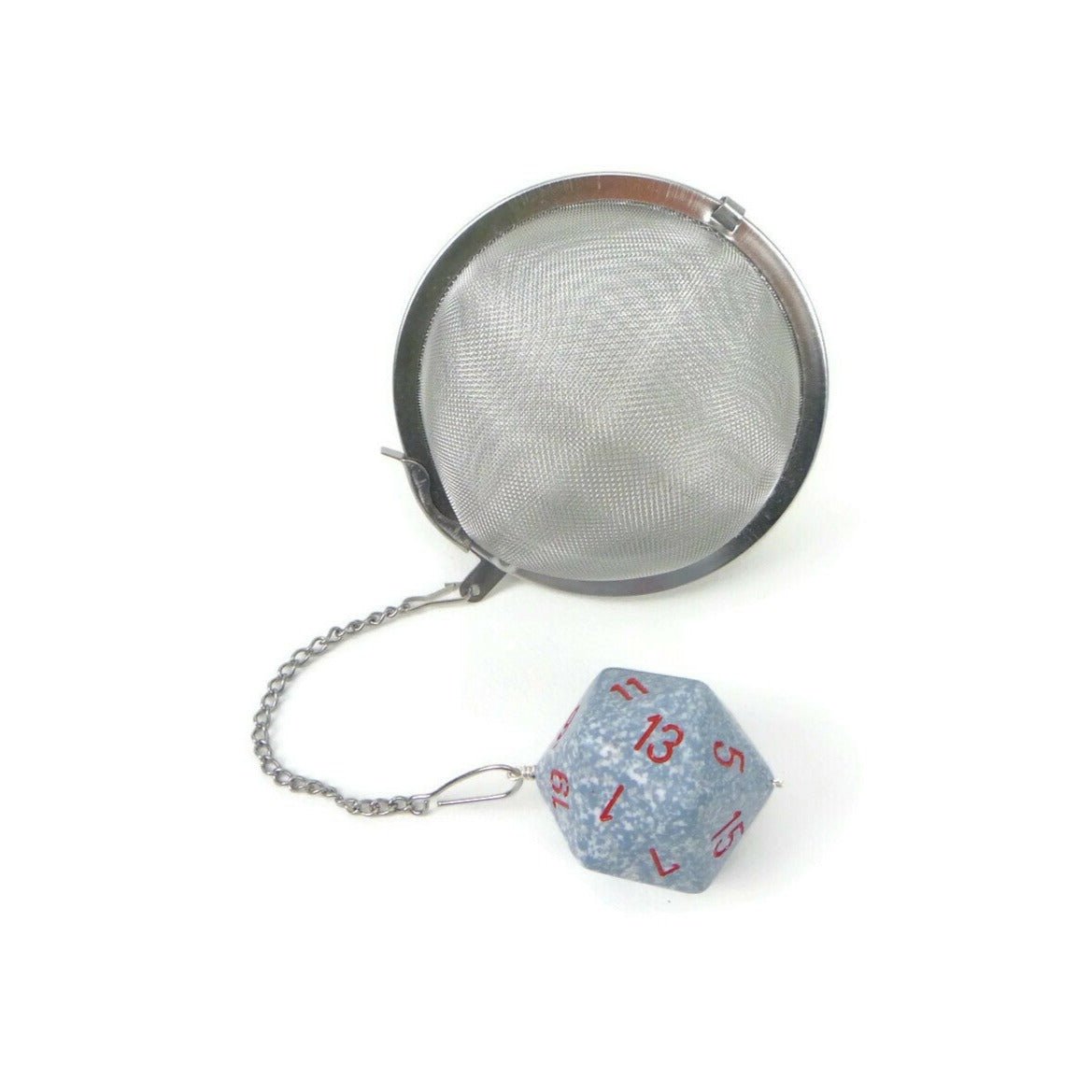 3 Inch Tea Infuser Ball with Large d20 - Air Blue