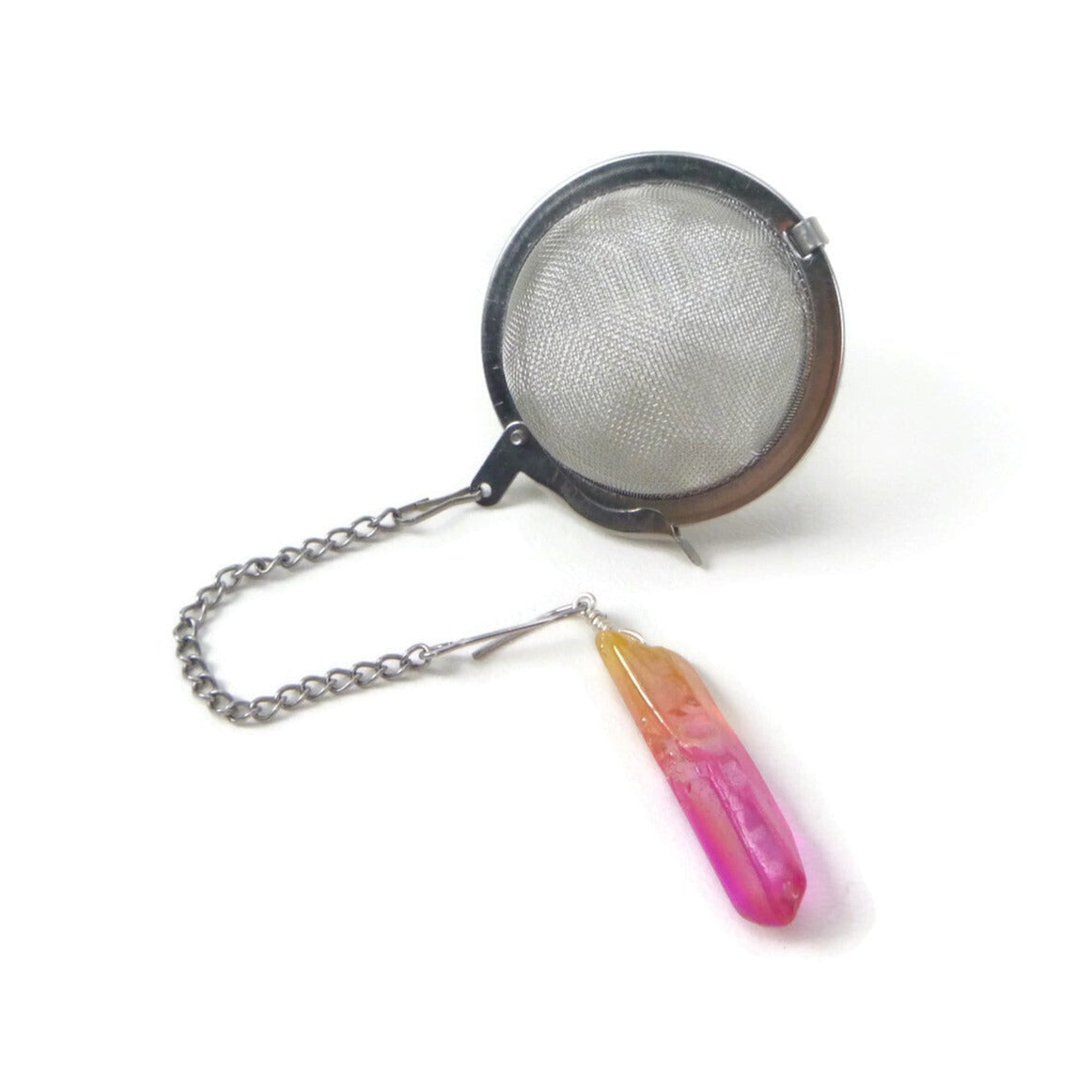 Tea Infuser with Gradient Yellow to Pink Crystal Point