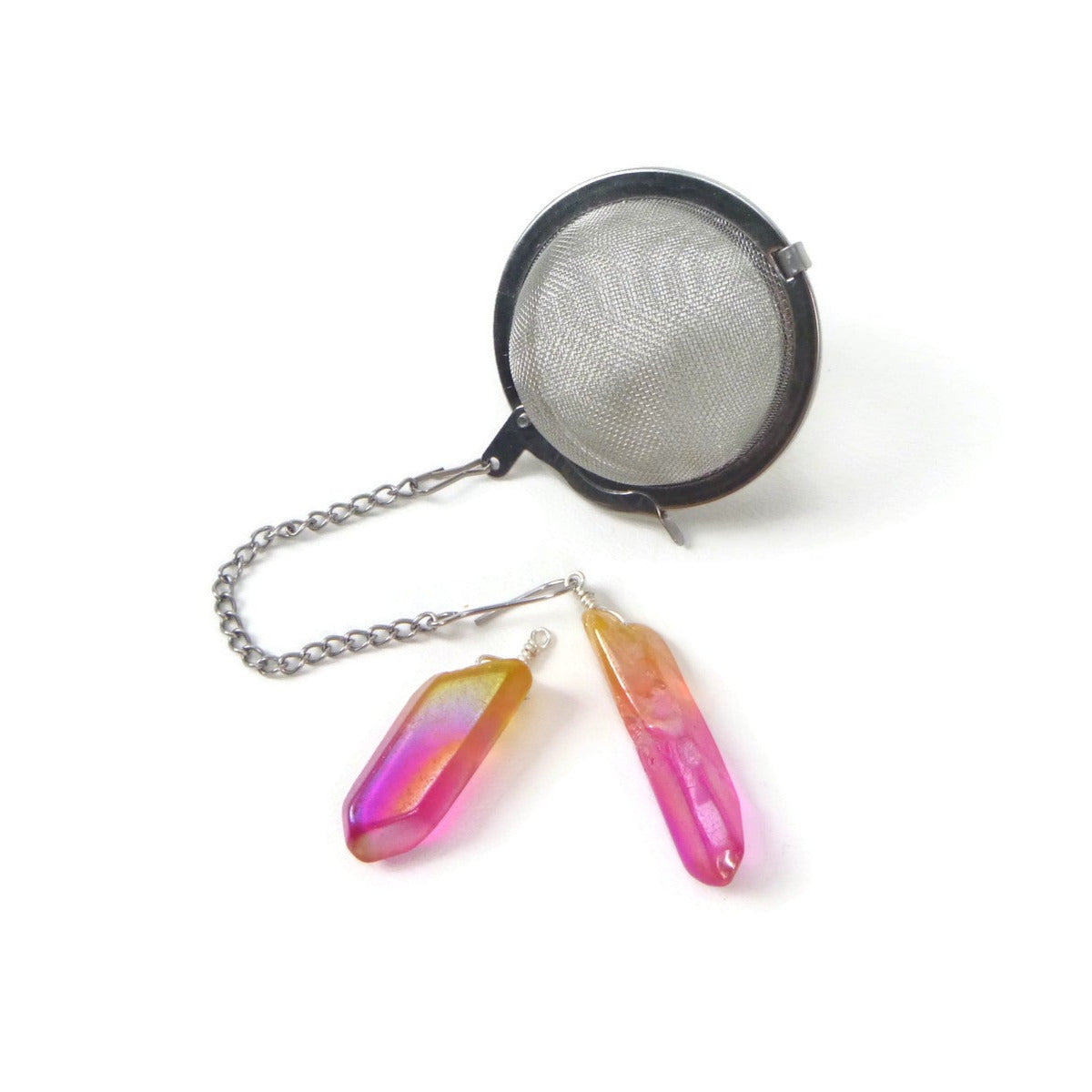 Tea Infuser with Gradient Yellow to Pink Crystal Point