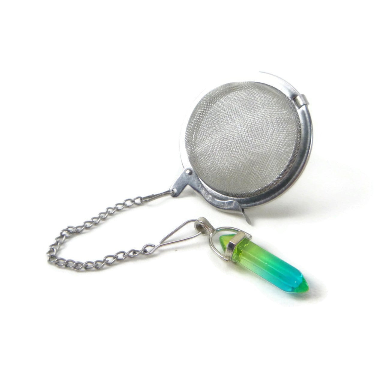 Tea Infuser with Mini Crystal Point Charm (Pick your stone!)