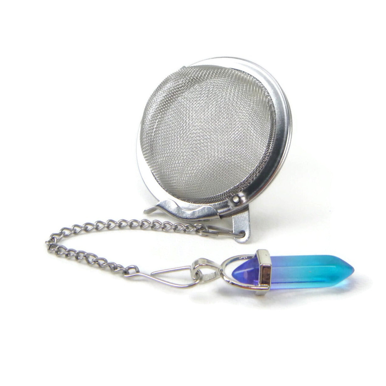 Tea Infuser with Mini Crystal Point Charm (Pick your stone!)