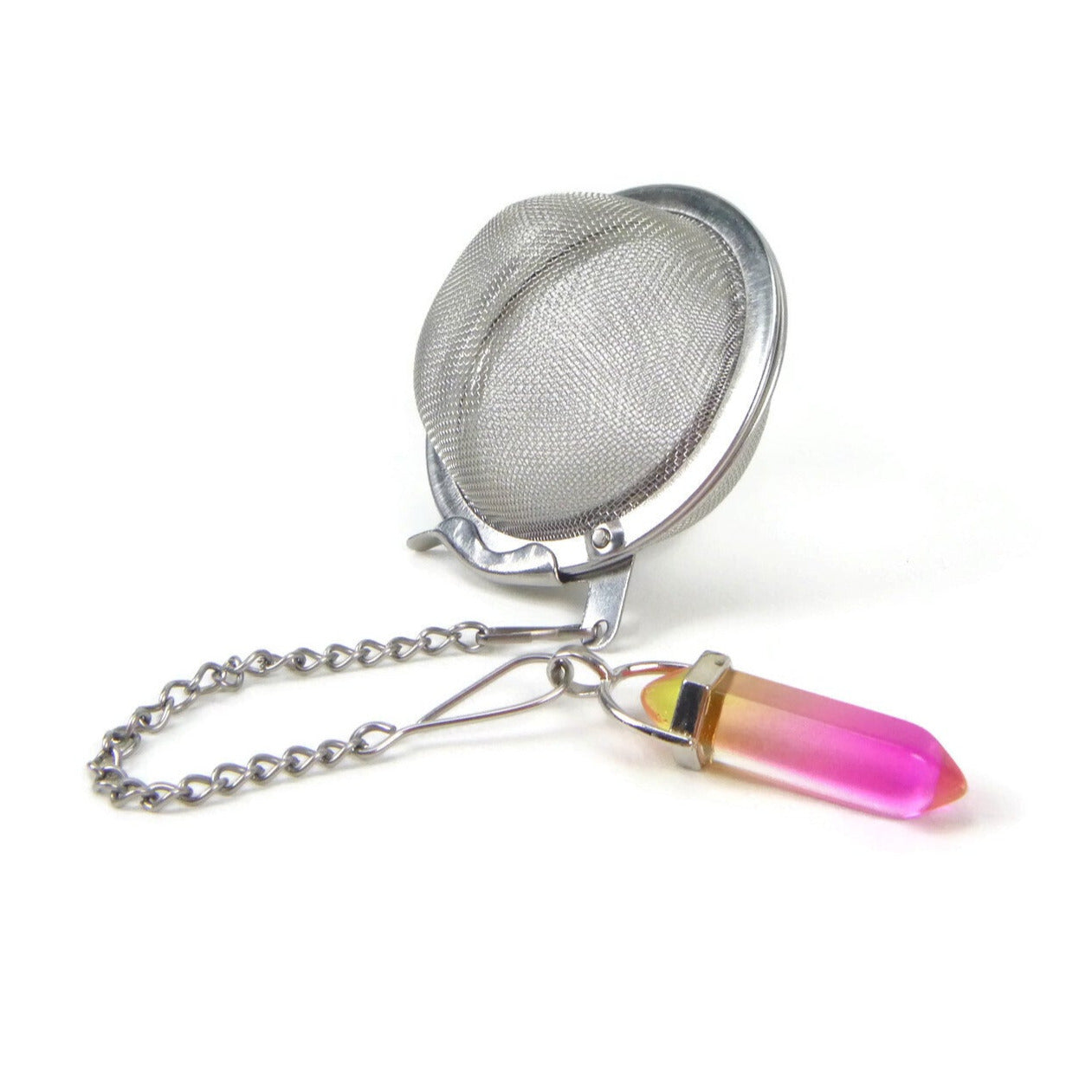 Tea Infuser with Mini Crystal Point Charm (Pick your stone!)