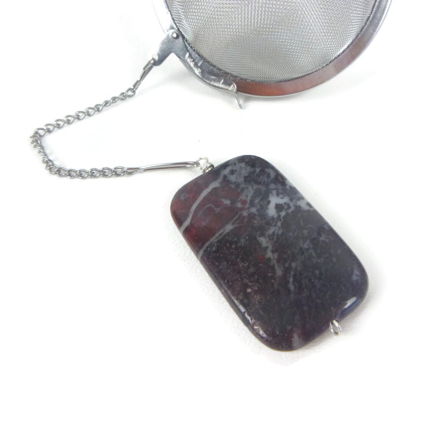 3 Inch Tea Infuser Ball with Fireworks Jasper Charm