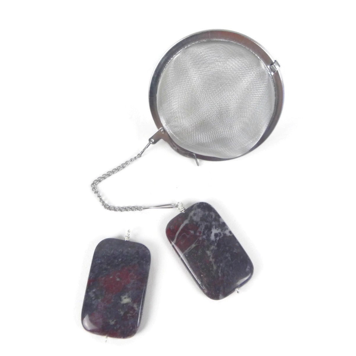 3 Inch Tea Infuser Ball with Fireworks Jasper Charm