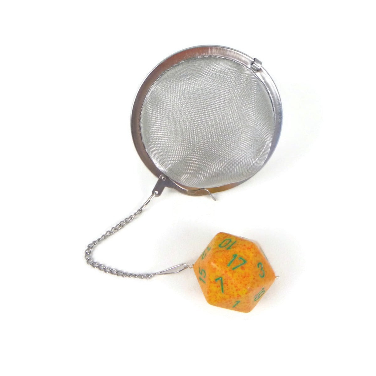 3 Inch Tea Infuser Ball with Large d20 - Speckled Lotus