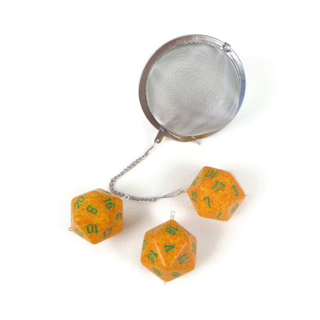 3 Inch Tea Infuser Ball with Large d20 - Speckled Lotus