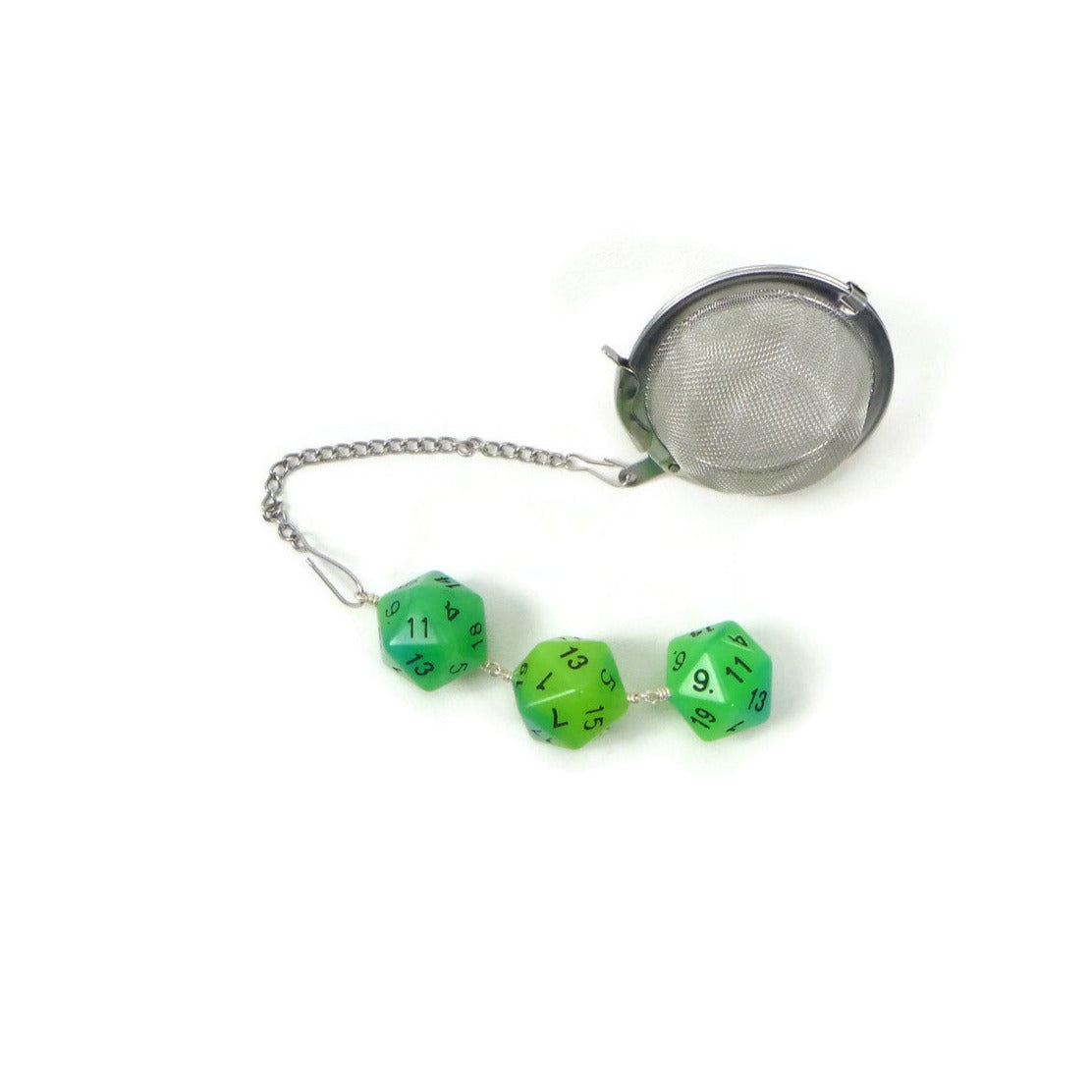 Tea Infuser with Lime Green and Teal Dice