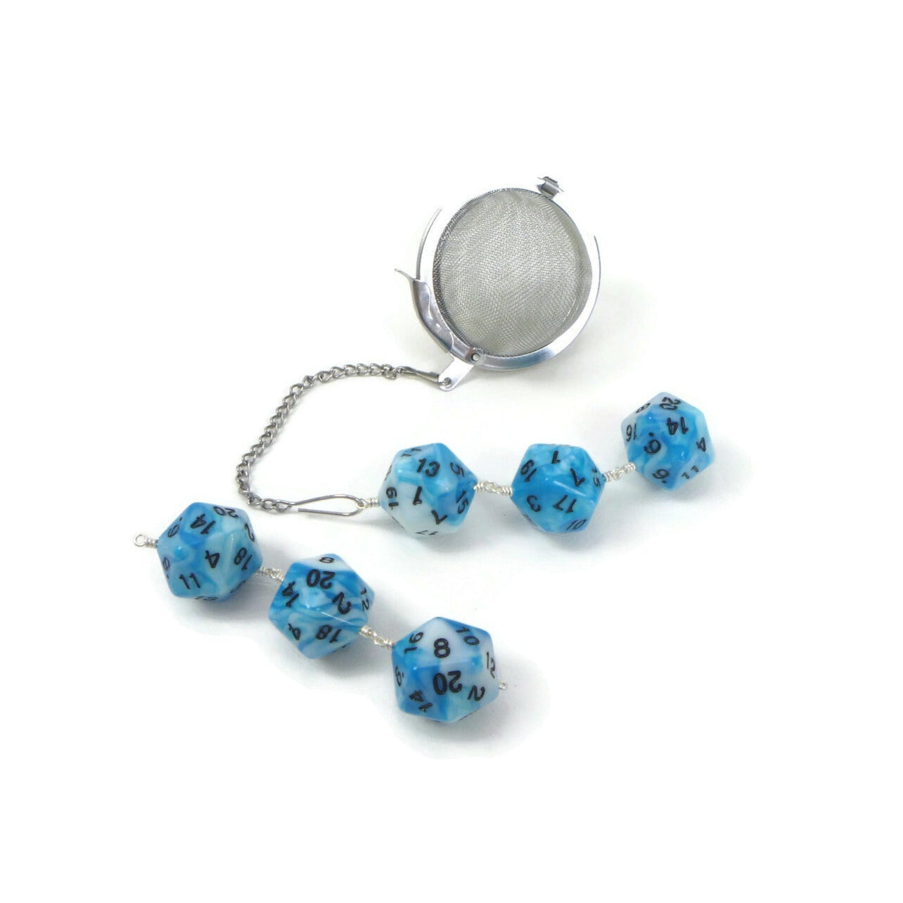 Tea Infuser with Blue and White Dice