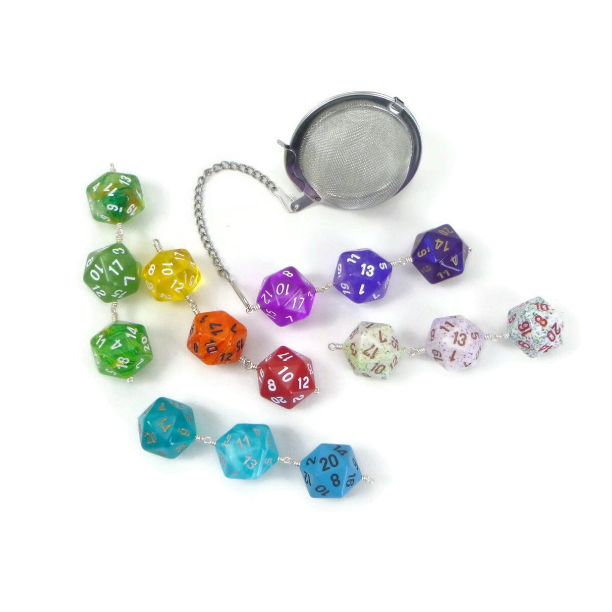 Multicolor Resin, Enamel and Metal Game On Dice Keychain Gold Hardware