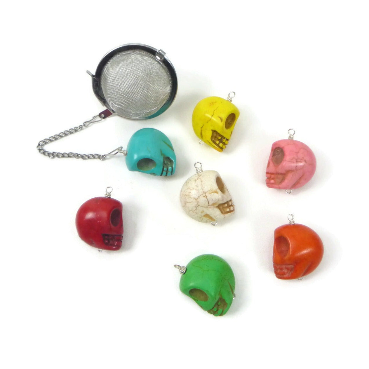 Tea Infuser with Skull Charm (Choose your color!)