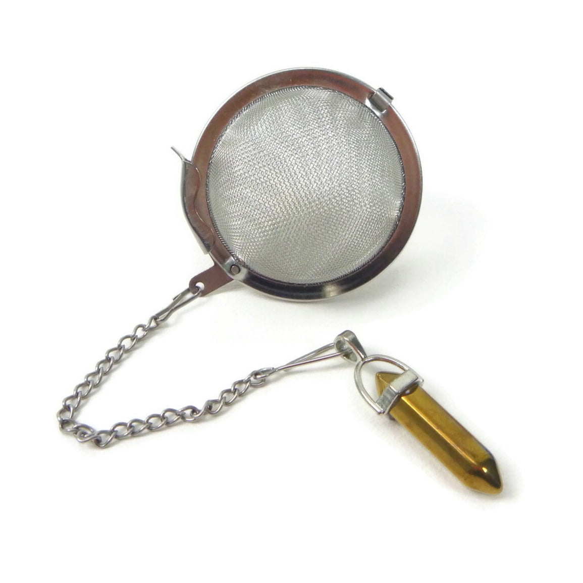 Tea Infuser with Mini Crystal Point Charm (Pick your stone!)
