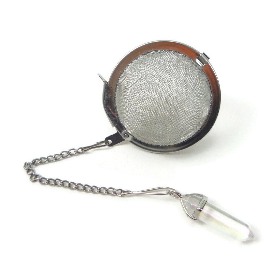 Tea Infuser with Mini Crystal Point Charm (Pick your stone!)