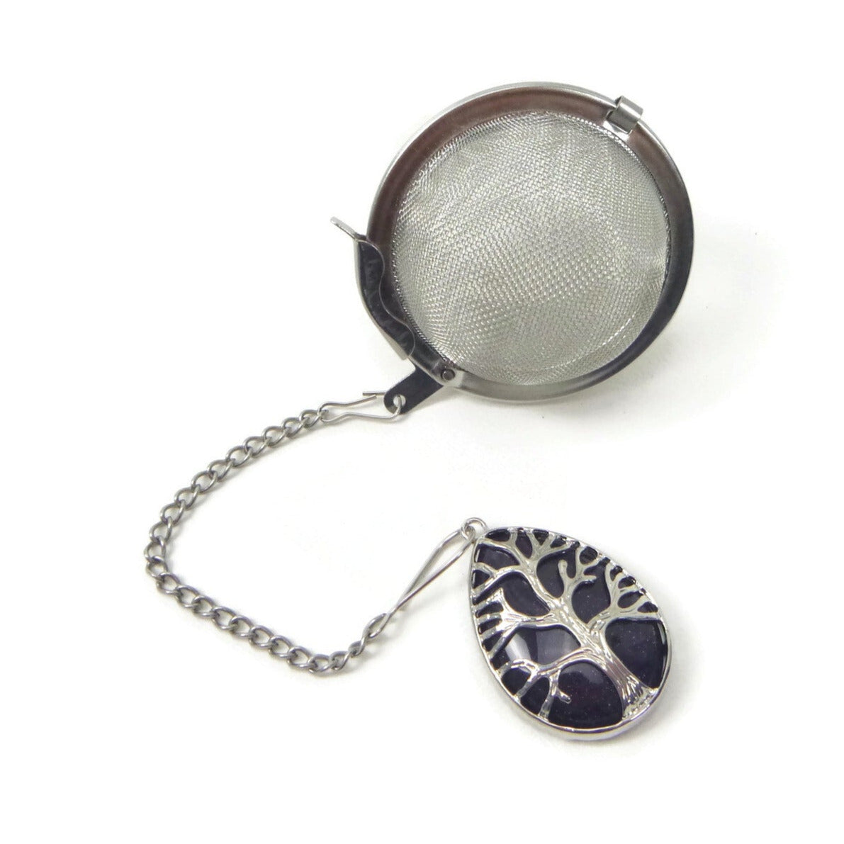 Tea Infuser with Gemstone Silver Tree Charm (choose your stone!)