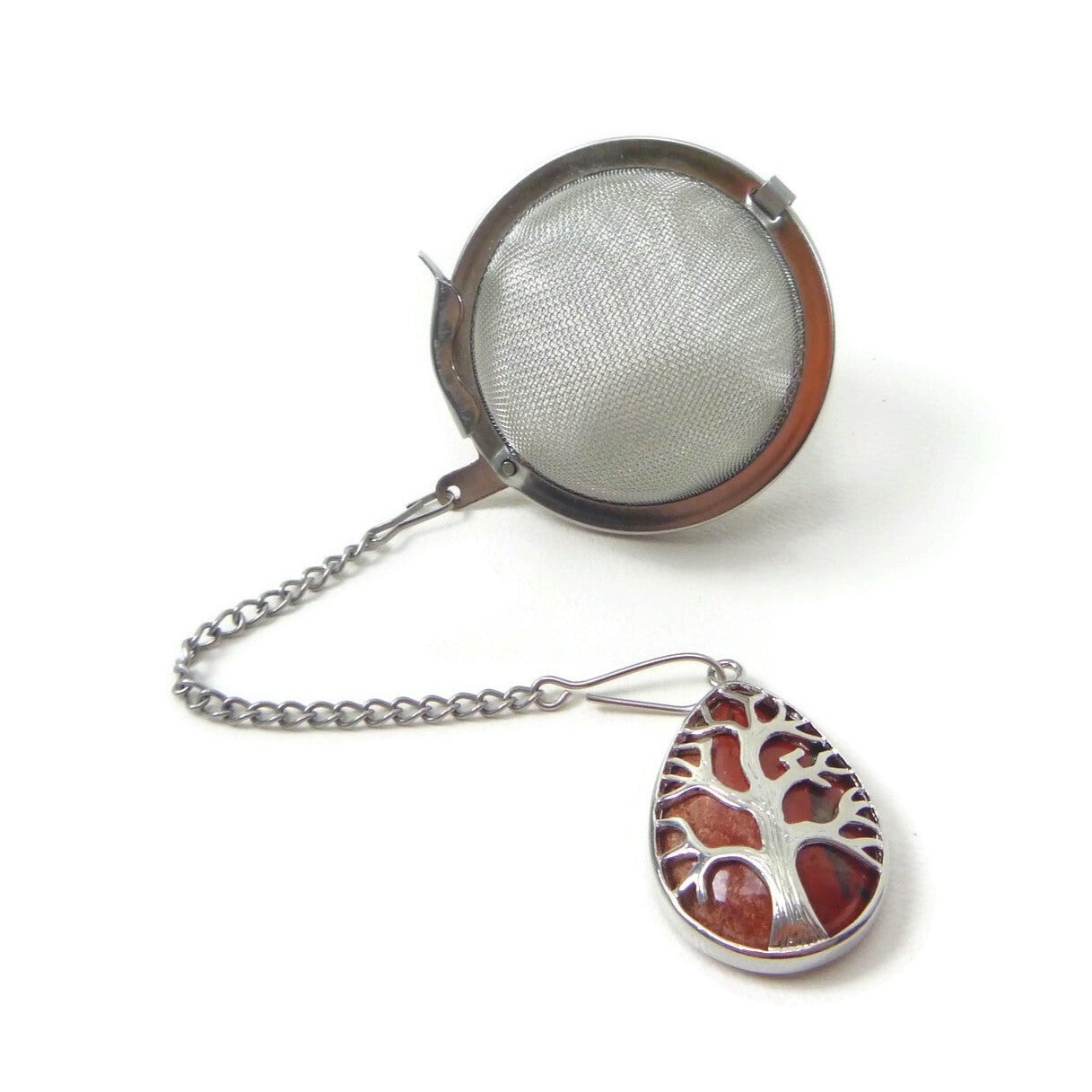 Tea Infuser with Gemstone Silver Tree Charm (choose your stone!)