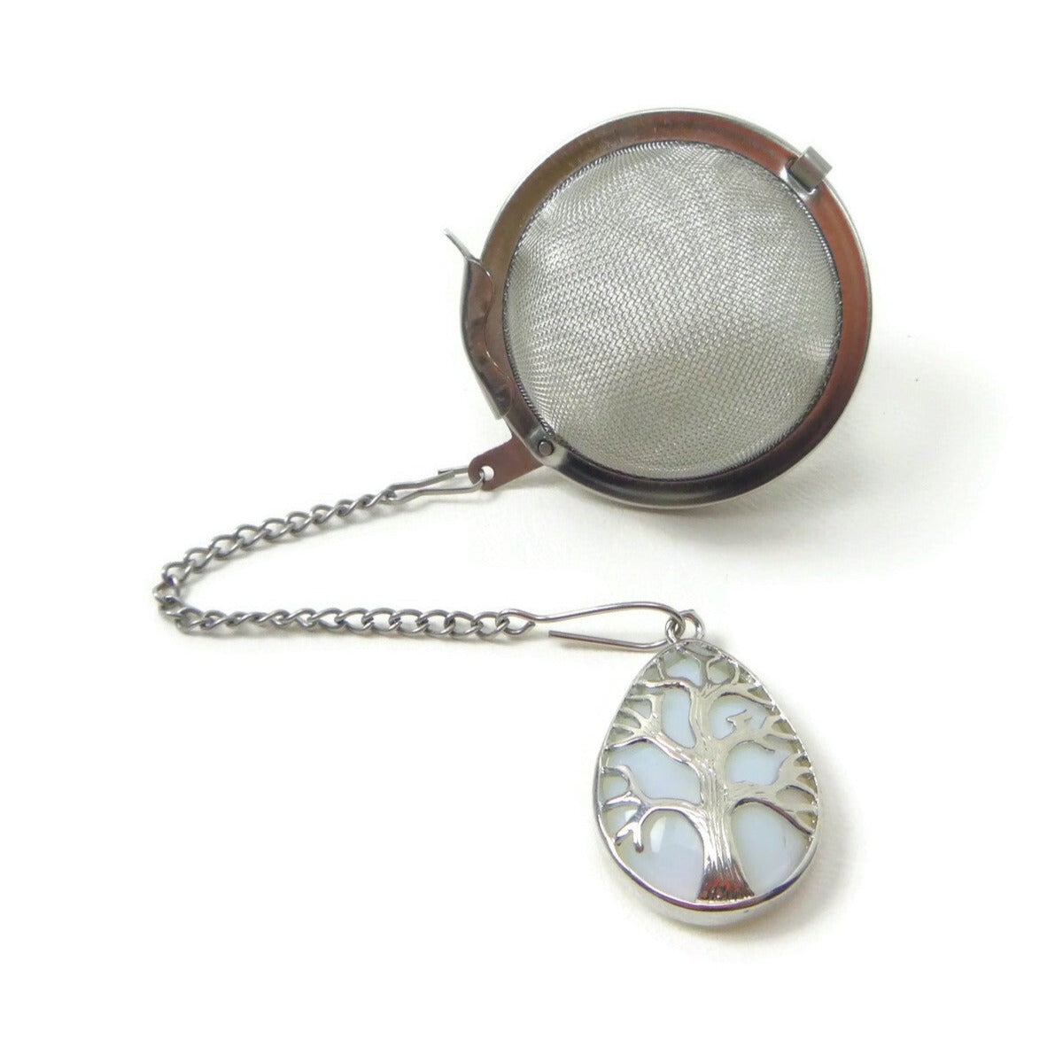 Tea Infuser with Gemstone Silver Tree Charm (choose your stone!)
