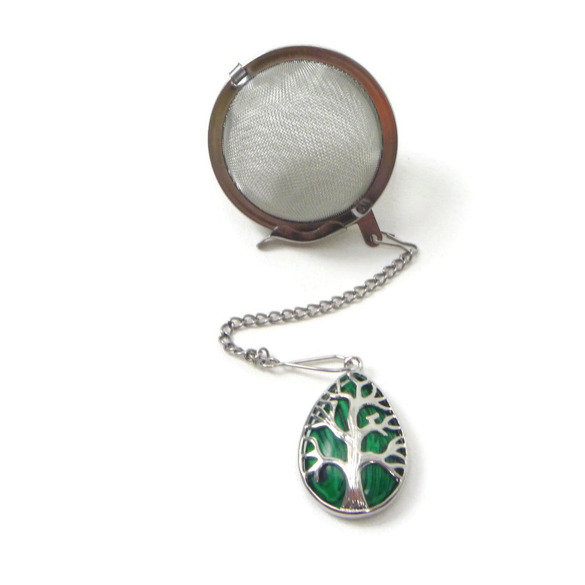 Tea Infuser with Gemstone Silver Tree Charm (choose your stone!)