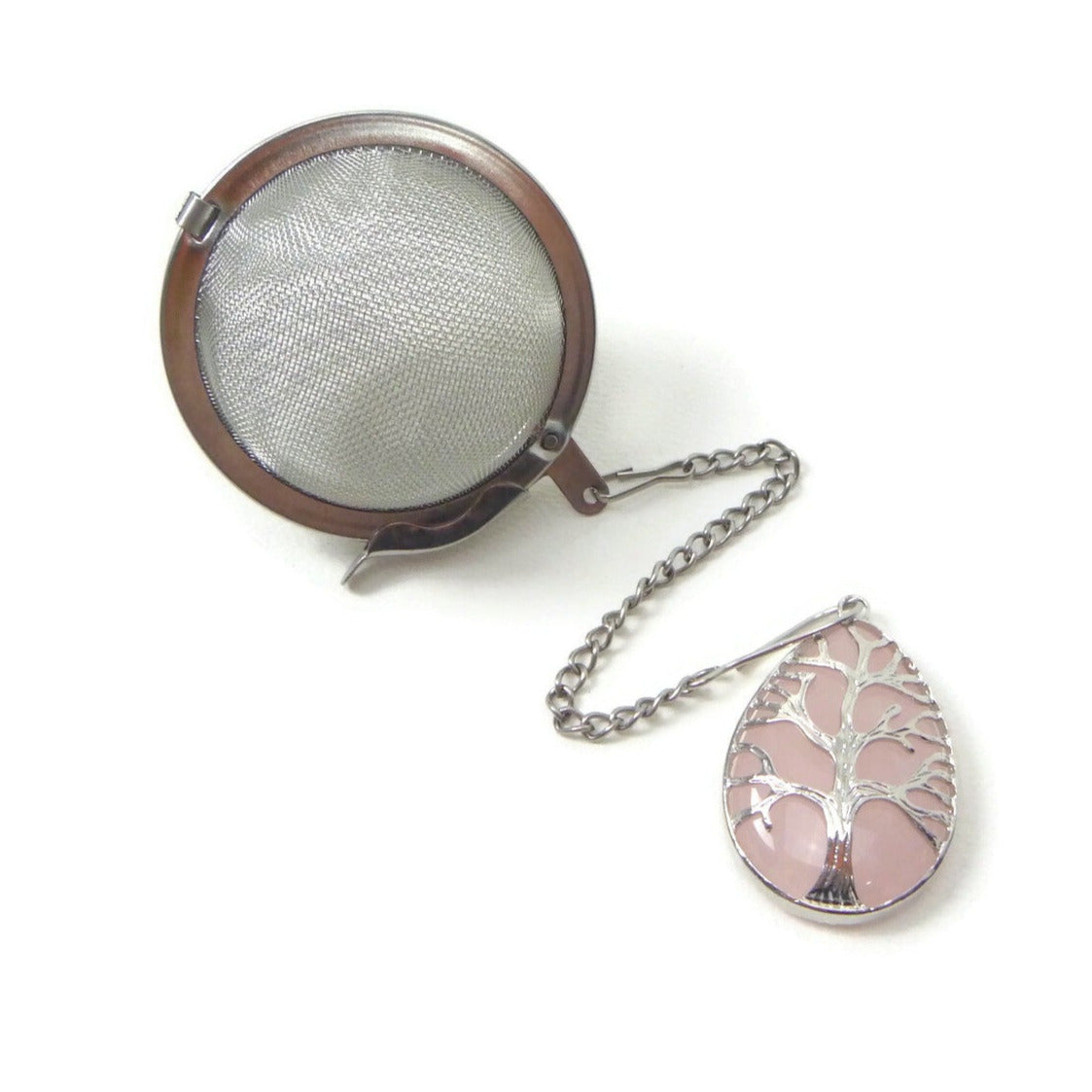 Tea Infuser with Gemstone Silver Tree Charm (choose your stone!)