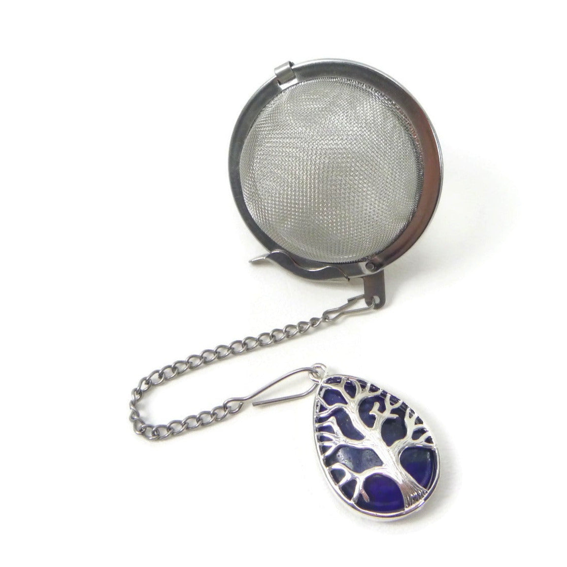 Tea Infuser with Gemstone Silver Tree Charm (choose your stone!)