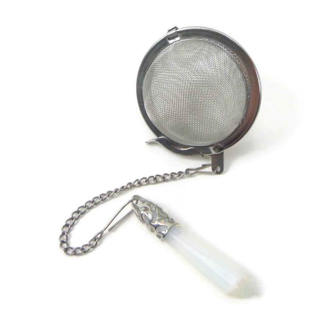 Tea Infuser with Crystal Point Charm (pick your stone!)