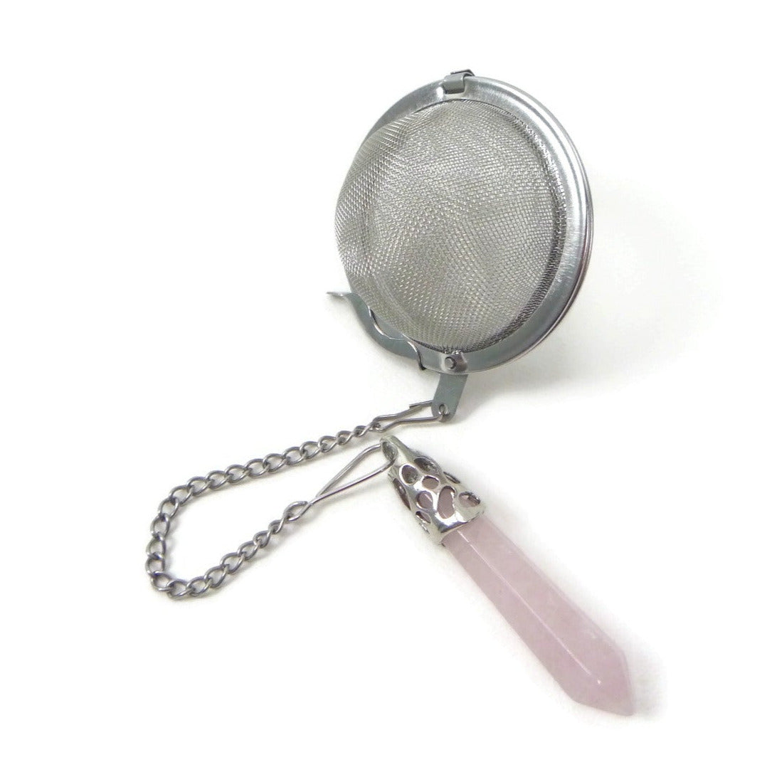 Tea Infuser with Crystal Point Charm (pick your stone!)