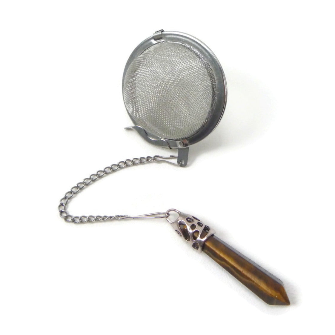 Tea Infuser with Crystal Point Charm (pick your stone!)