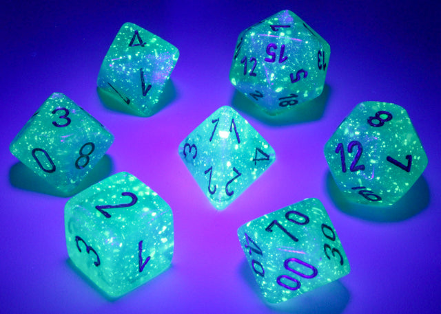 7 Piece Polyhedral Set - Borealis Luminary Purple/White