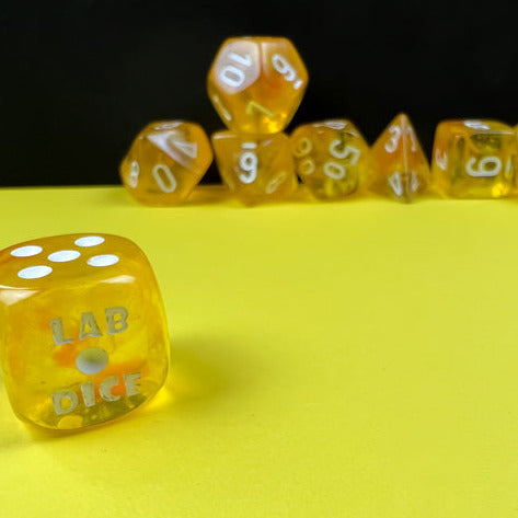7 Piece Polyhedral Set - Borealis Luminary Canary with White - Lab Dice