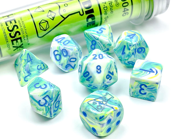 7 Piece Polyhedral Set - Festive Garden/Blue - Lab Dice