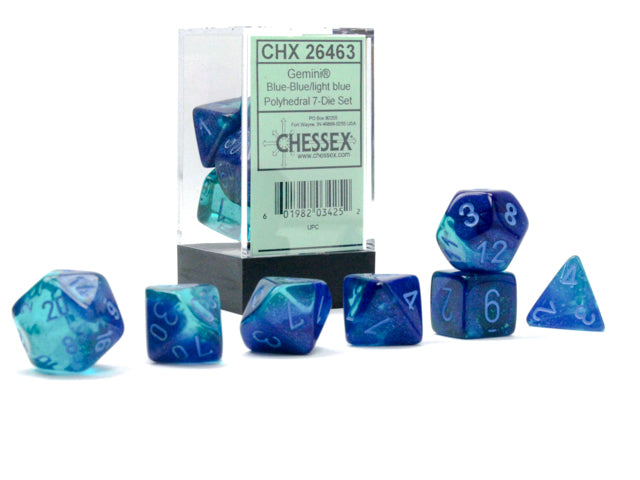 7 Piece Polyhedral Set - Gemini Blue-Blue/light blue