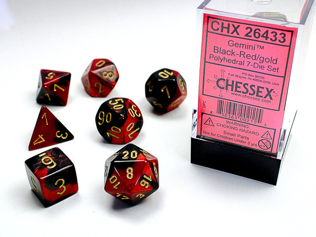 7 Piece Polyhedral Set - Gemini Red/Black