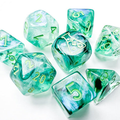 7 Piece Polyhedral Set - Borealis Luminary Kelp with Light Green - Lab Dice