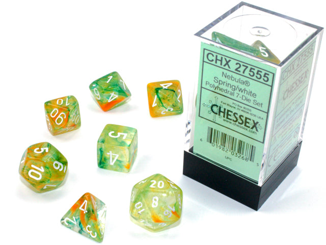 7 Piece Polyhedral Set - Nebula Spring/White