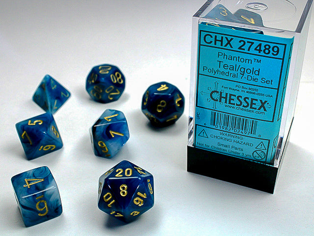 7 Piece Polyhedral Set - Phantom Teal/Gold