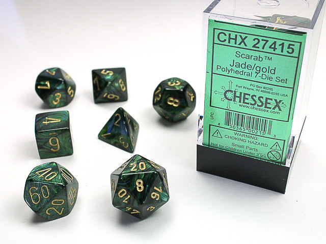 7 Piece Polyhedral Set - Scarab Jade