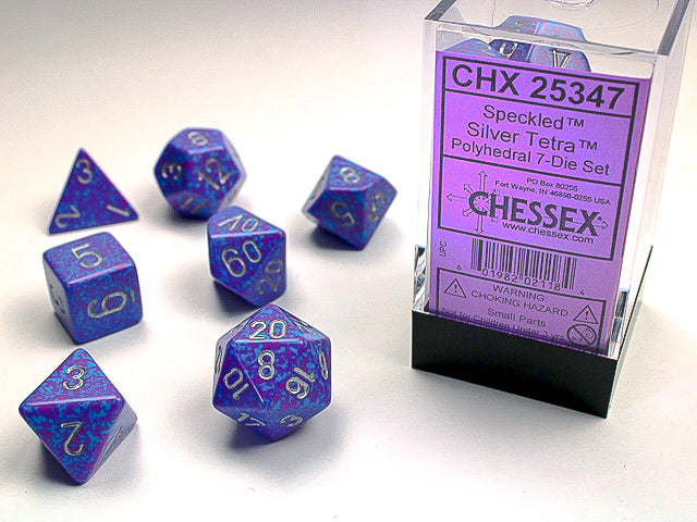 7 Piece Polyhedral Set - Speckled Silver Tetra