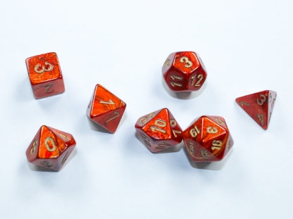 7 Piece Mini-Polyhedral Set - Scarab Scarlet/Gold