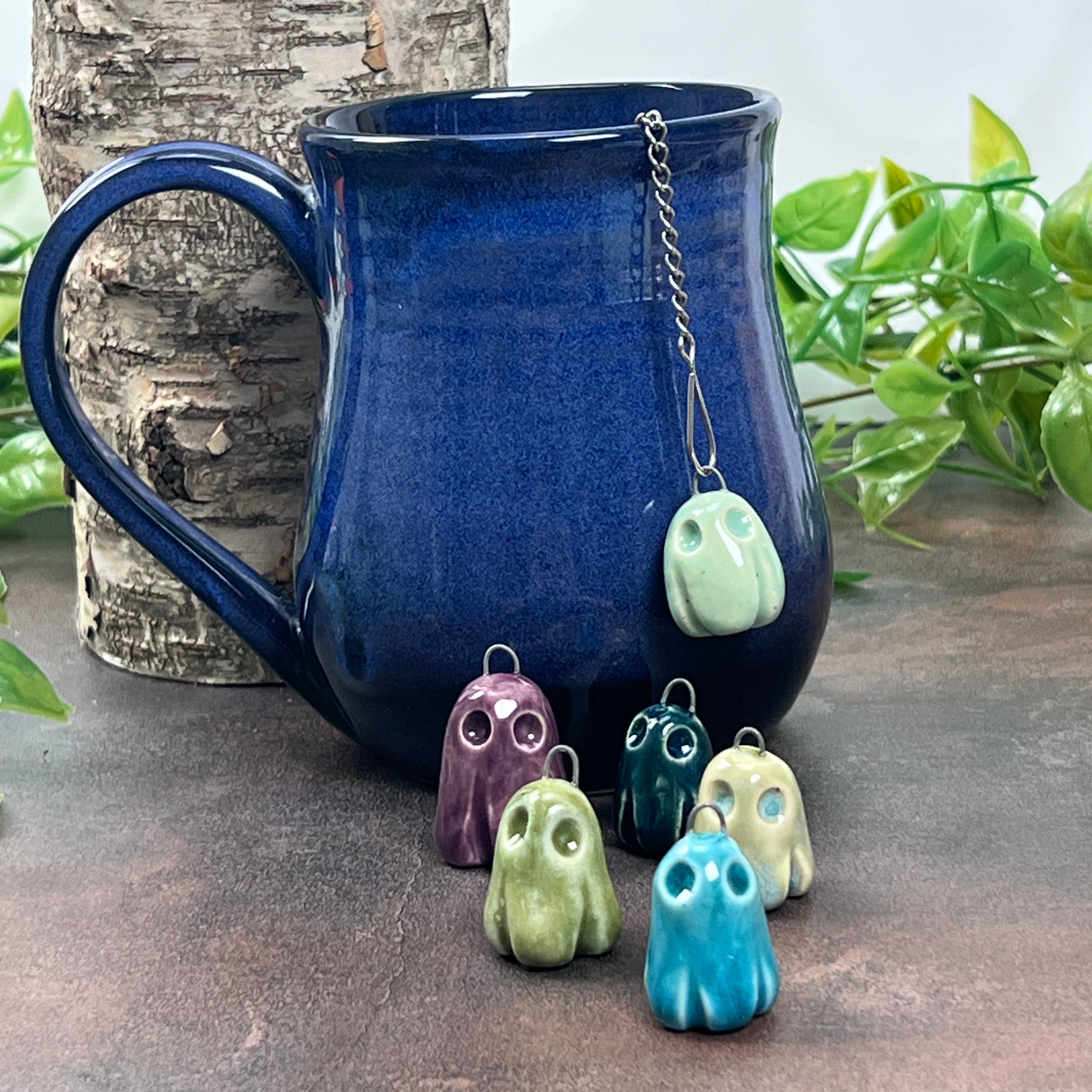 Tea Infuser with Ceramic Ghost Charm