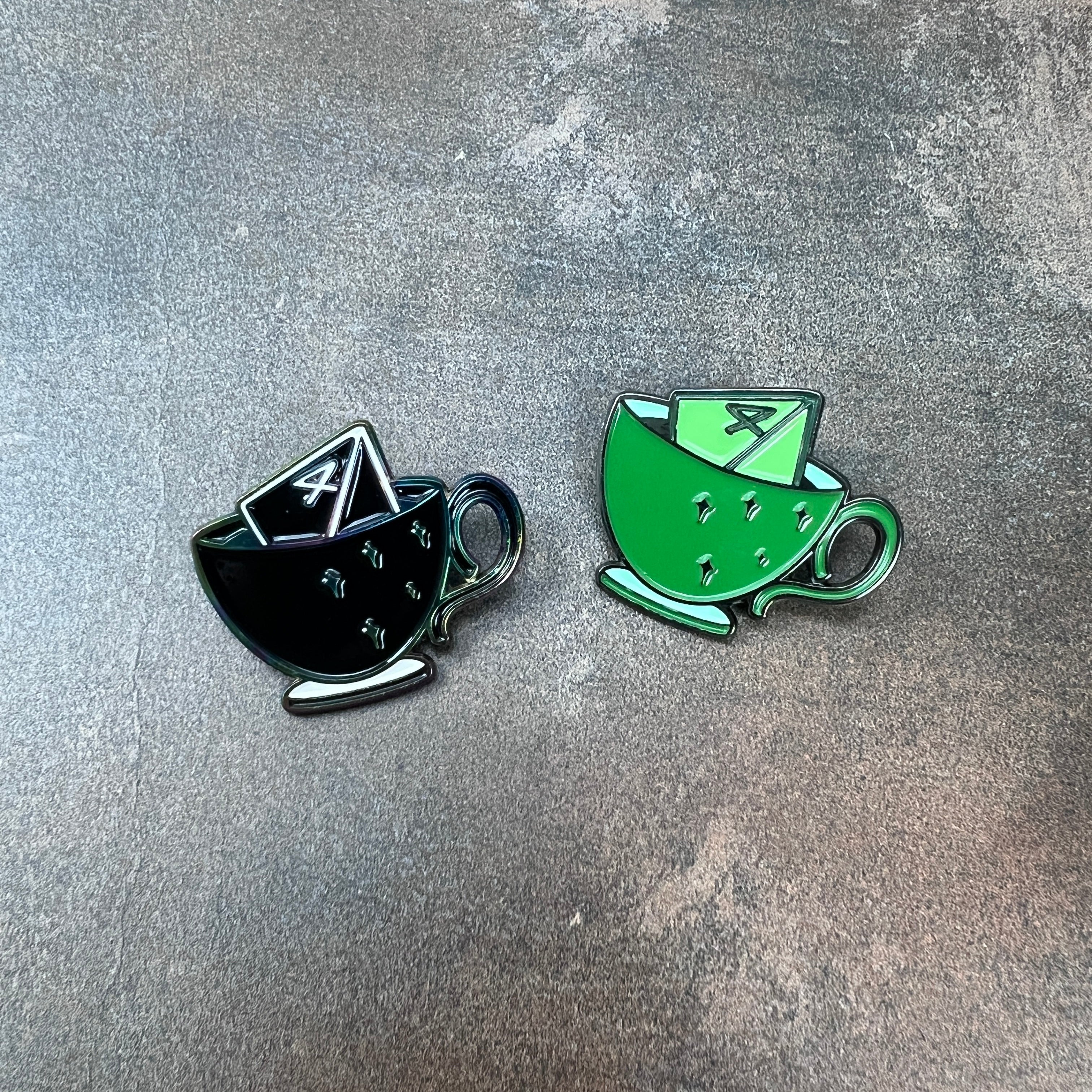 D4 and Teacup Enamel Pins