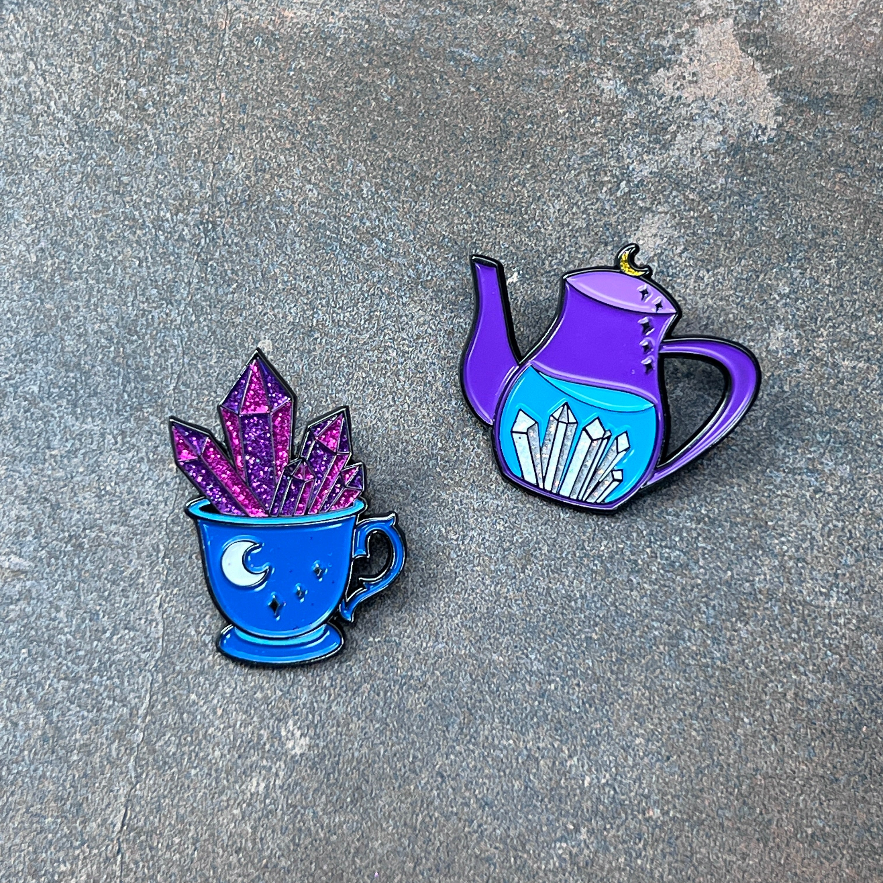 Crystal Teacup and Teapot Pins