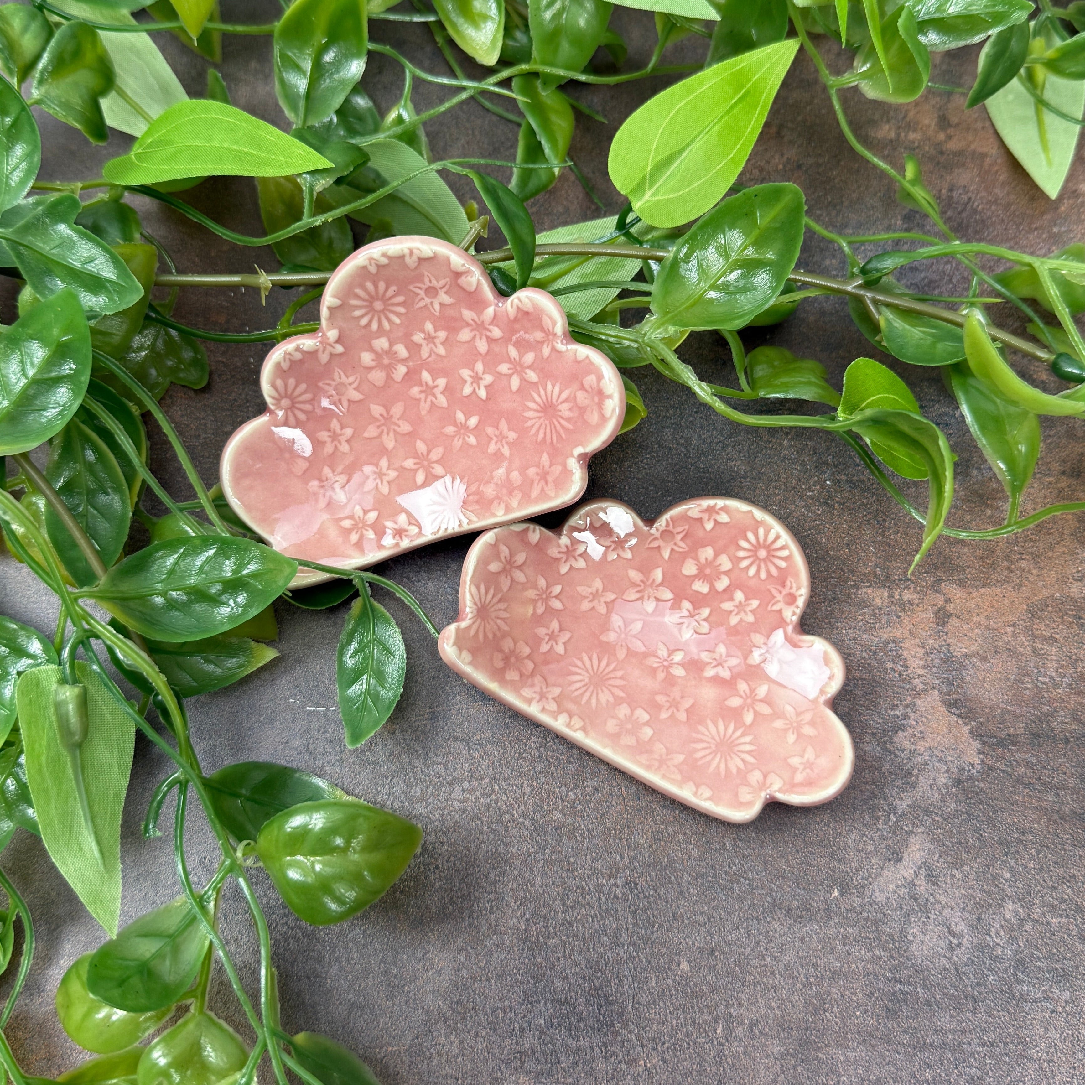 Pink Cloud Shaped Trivet with Flower Texture