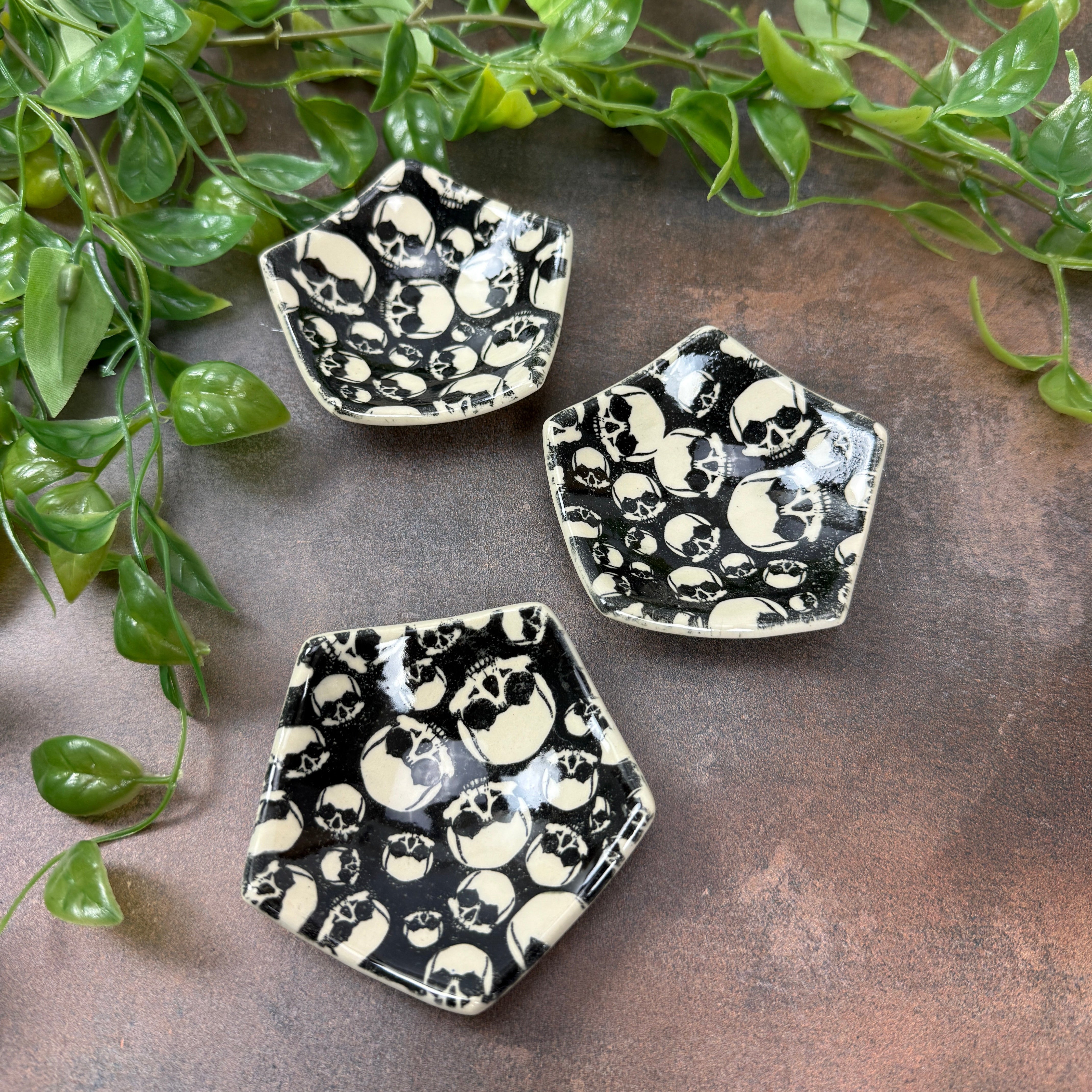 Black and White Skulls Pentagon Trivet