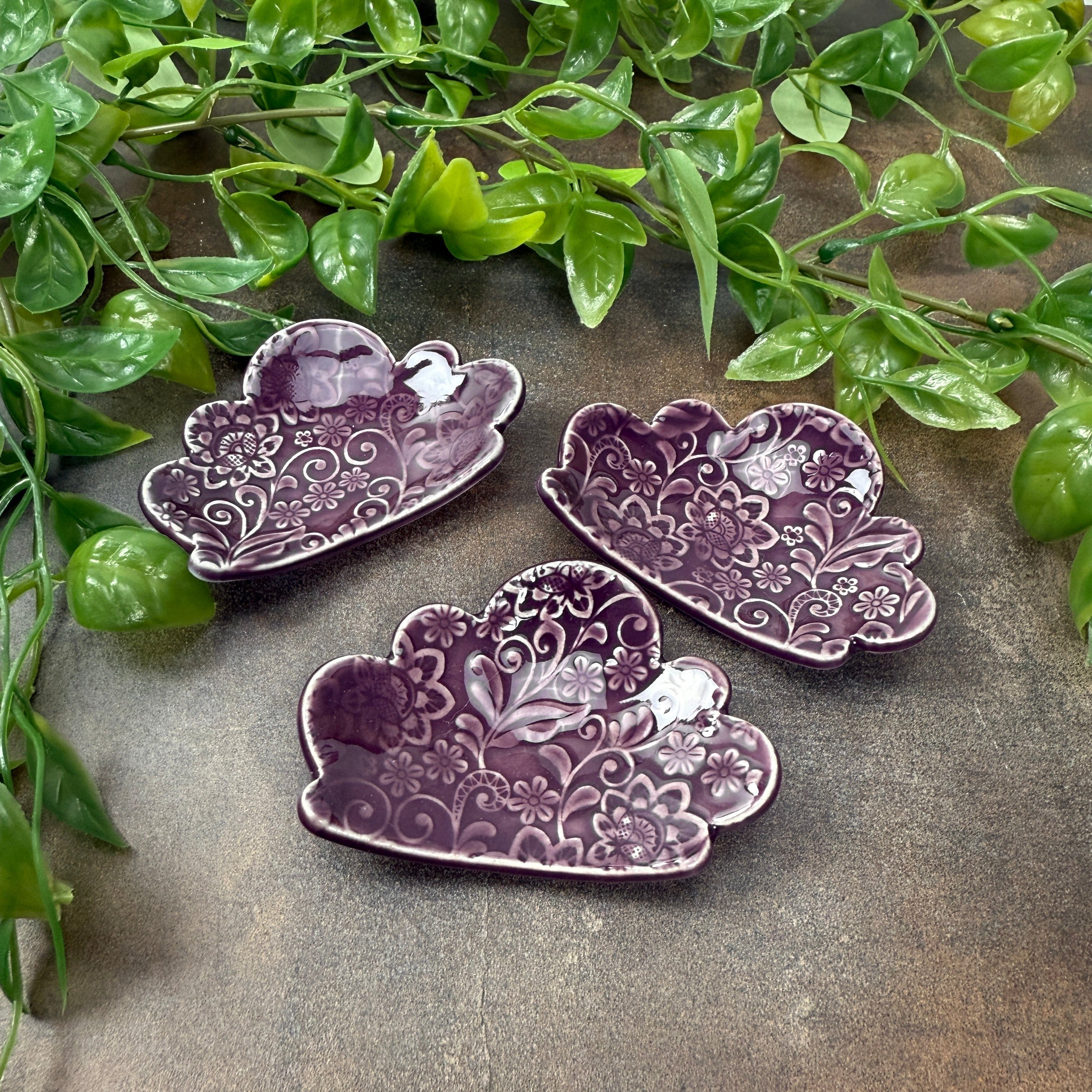 Purple Cloud Shaped Trivet with Wildflower Texture