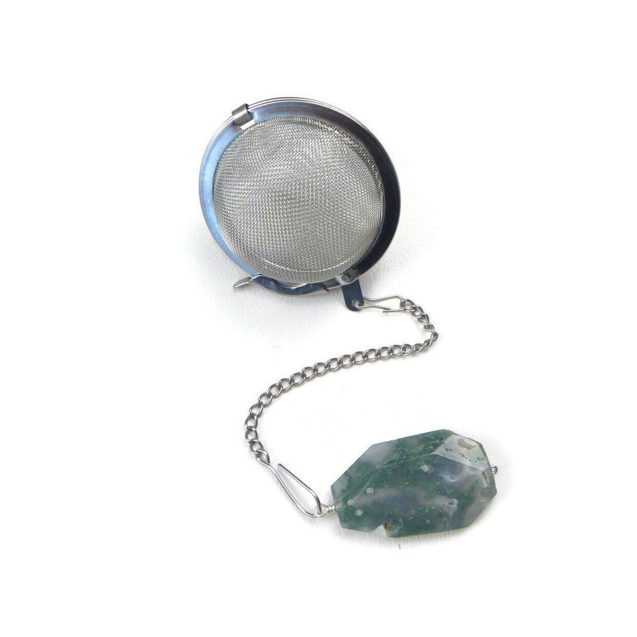 Tea infuser with a moss agate charm