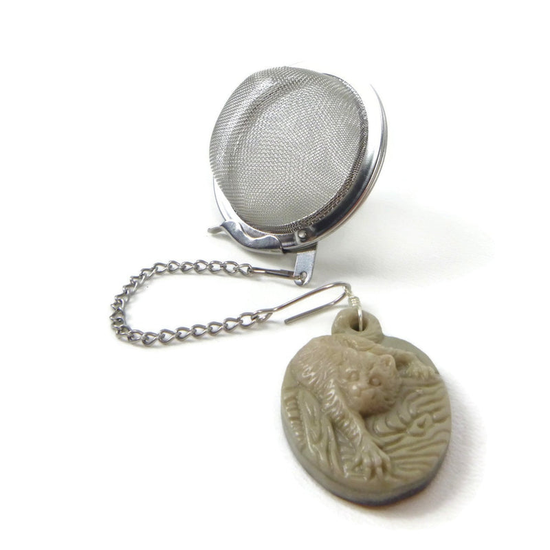 Tea Infuser with Carved Big Cat Charm