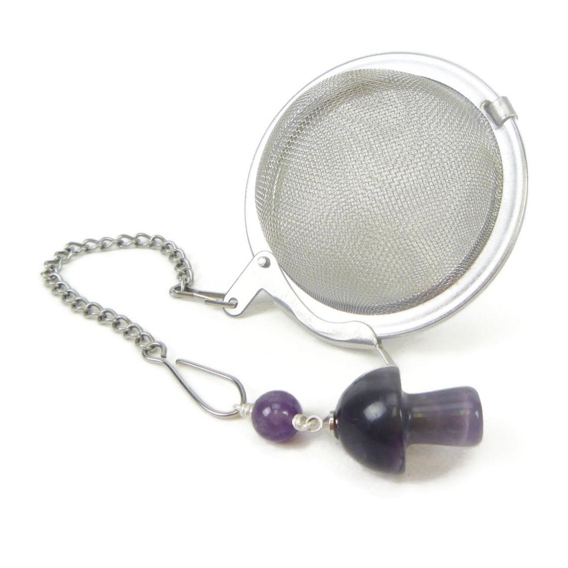 Tea Infuser with Amethyst Mushroom Charm