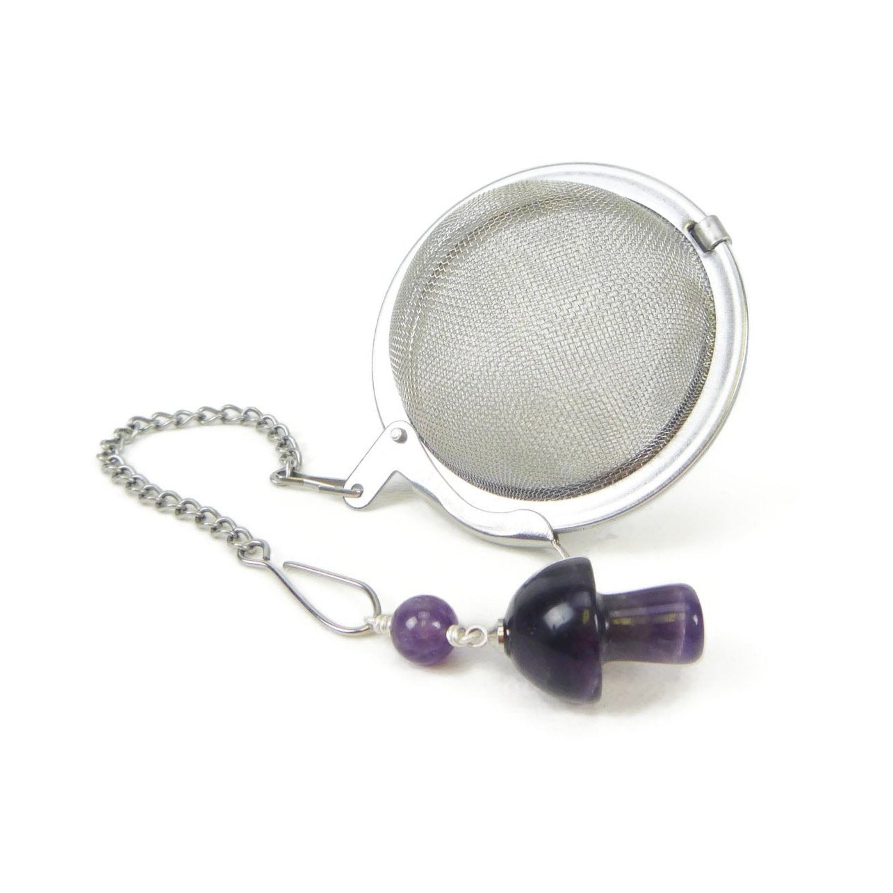 Tea Infuser with Amethyst Mushroom Charm