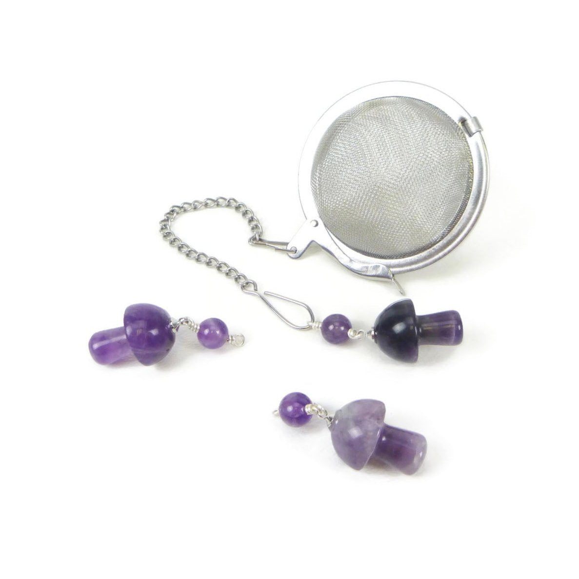 Tea Infuser with Amethyst Mushroom Charm